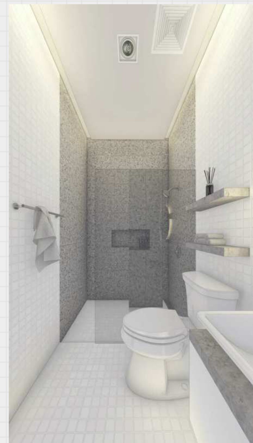 Bathroom with terrazzo wet wall and white mosaic floor